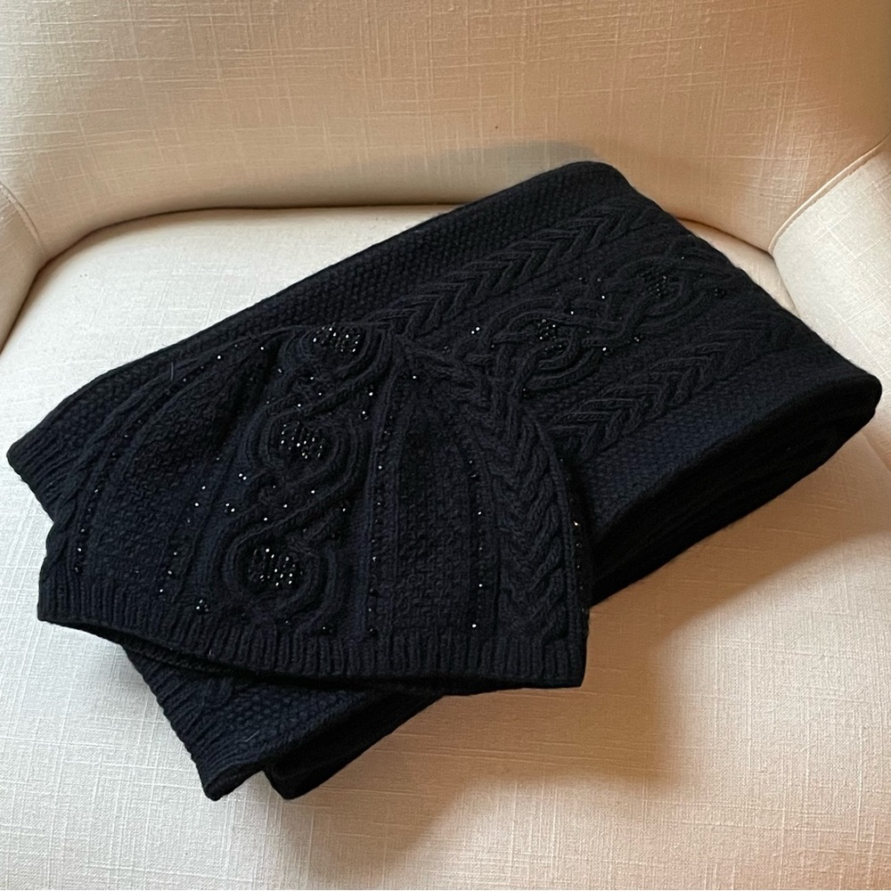 Ralph Lauren Black Cashmere Scarf and Glove Set